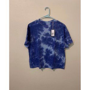 Women's Crop Top Blue Tie Dye
